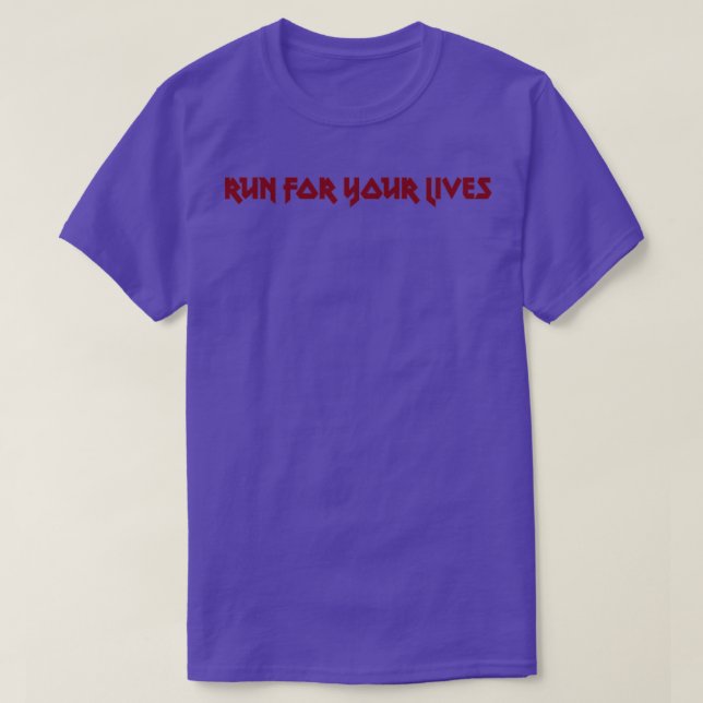 Springa för ditt liv, burgundi t shirt (Design framsida)