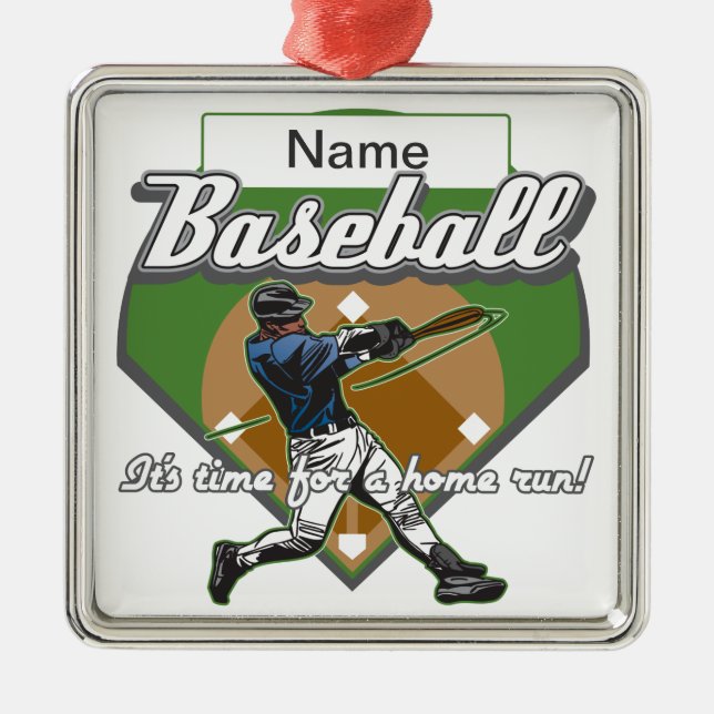 Springa för personligbaseballhem julgransprydnad metall (Framsidan)