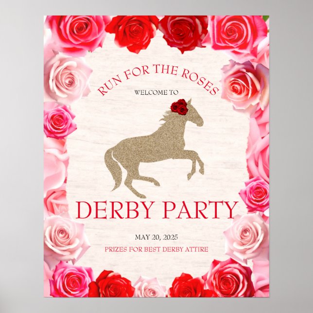 Springa för Ro Derby Party Välkomsthälsning Poster (Framsidan)