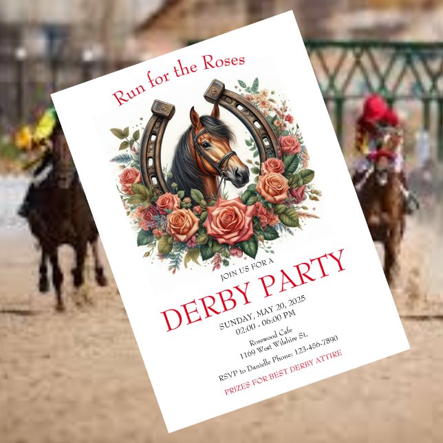 Springa för Ro Tävling Horse Derby Party Inbjudningar (Skapare uppladdad)