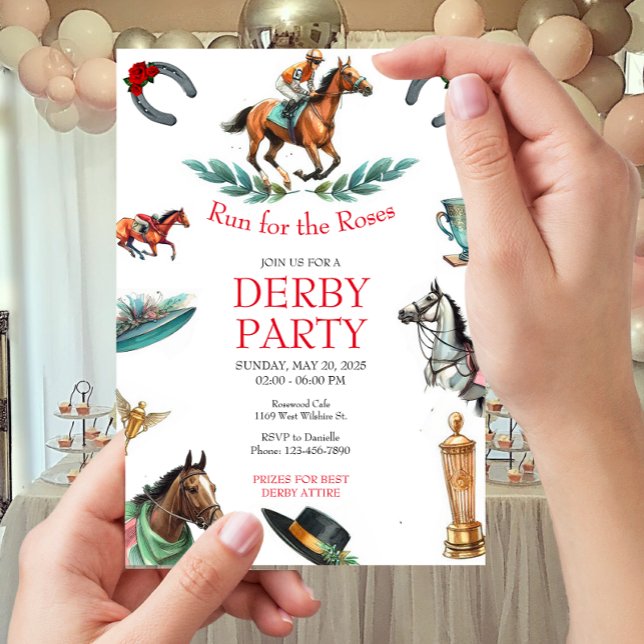 Springa för Ro Tävling Horse Derby Party Inbjudningar (Skapare uppladdad)