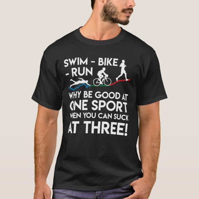 Springa för Triathlonsimmacykel därför bra en T Shirt (Framsida)