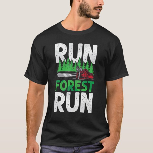 Springa Forest Springa Lumberjack Chainsåg Arboris T Shirt (Framsida)
