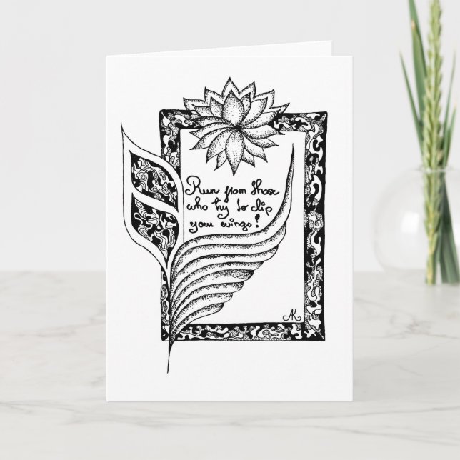 Springa från dem som försöker klippa vingar citat kort (Framsida)