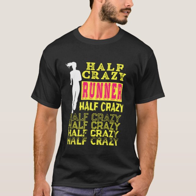 Springa Funny Halva Marathon Springer som kör Sark T Shirt (Framsida)