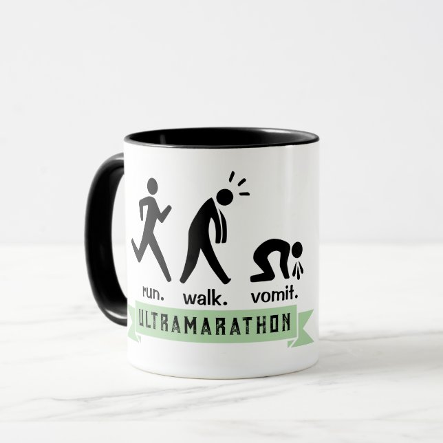 Springa. Gå. Vomit. Mugg (Framsida vänster)