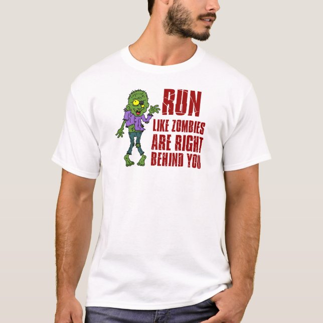 Springa gillar Zombies bakom dig T-shirt (Framsida)