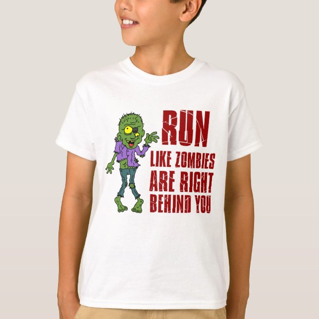 Springa gillar Zombies bakom dig T-shirt (Framsida)