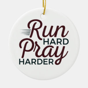 Springa Hard Pray Harder Running Springer Christia Julgransprydnad Keramik