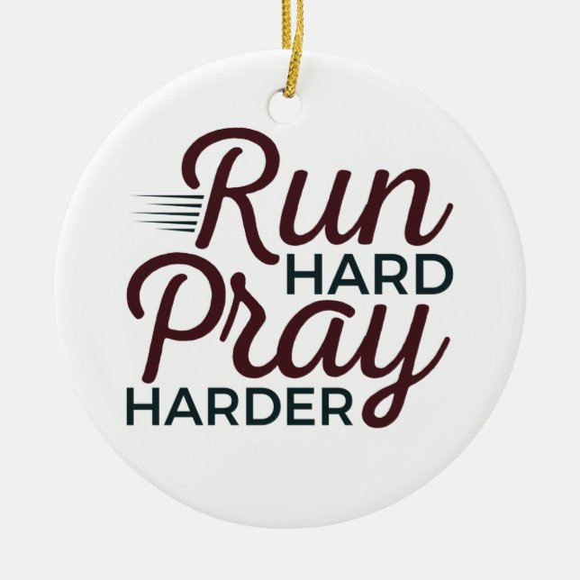 Springa Hard Pray Harder Running Springer Christia Julgransprydnad Keramik (Framsidan)