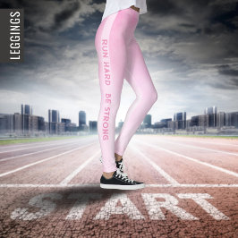 Springa hårt, var stark | Elegant rosa sport aktiv Leggings