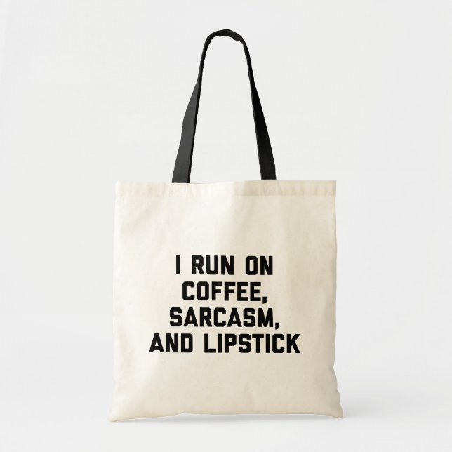 Springa-kaffe, Sarcasm och Lipstick-fonote Tygkasse (Framsidan)