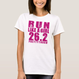 Springa LIke a Girl 26.2 Söt Tuff T-shirt