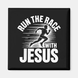 Springa Loppet Med Jesus Motiverande Citat Magnet