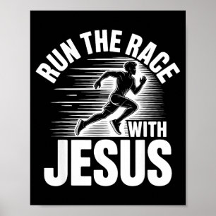 Springa Loppet Med Jesus Motiverande Citat Poster