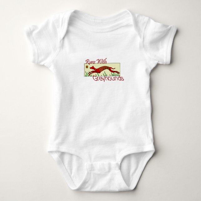 Springa med Greyhounds Baby Bodykostym T Shirt (Framsida)