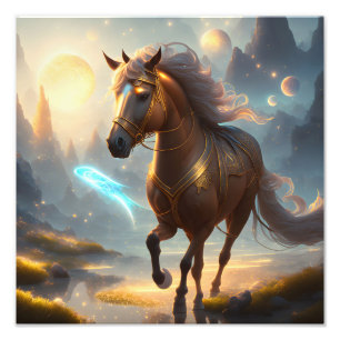 Springa med Vinden: Fantasy Horses resa Fototryck