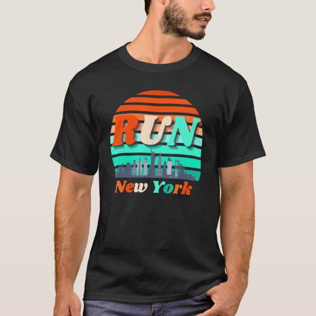 Springa New York Sunrise City Silhouette Celebrate T Shirt (Framsida)