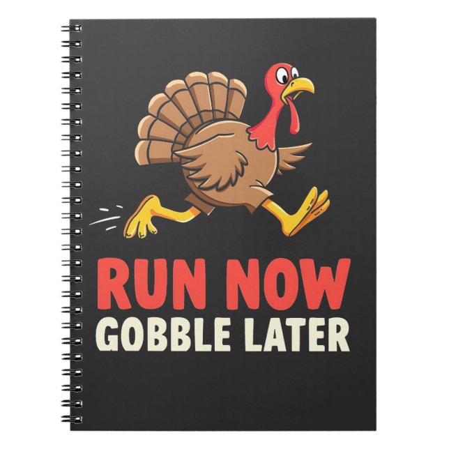 Springa nu Gobble Senare Turkey Springer Marathon Anteckningsbok (Framsidan)