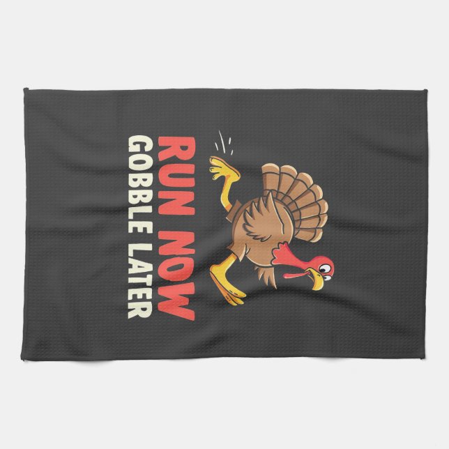 Springa nu Gobble Senare Turkey Springer Marathon Kökshandduk (Horisontell)