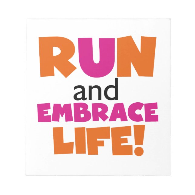 Springa och embrace Life Orange Rosa Anteckningsblock (Framsida)