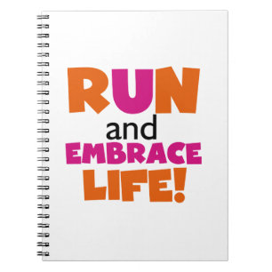 Springa och embrace Life Orange Rosa Anteckningsbok