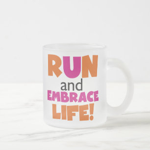 Springa och embrace Life Orange Rosa Frostad Glasmugg