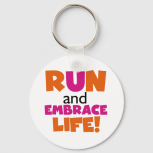 Springa och embrace Life Orange Rosa Nyckelring