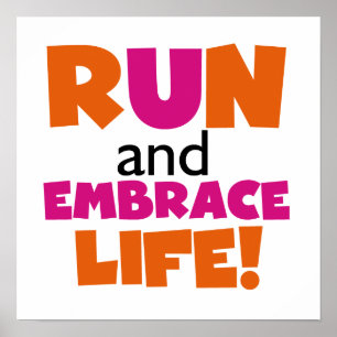 Springa och embrace Life Orange Rosa Poster