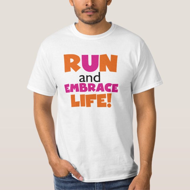 Springa och embrace Life Orange Rosa Tee (Framsida)