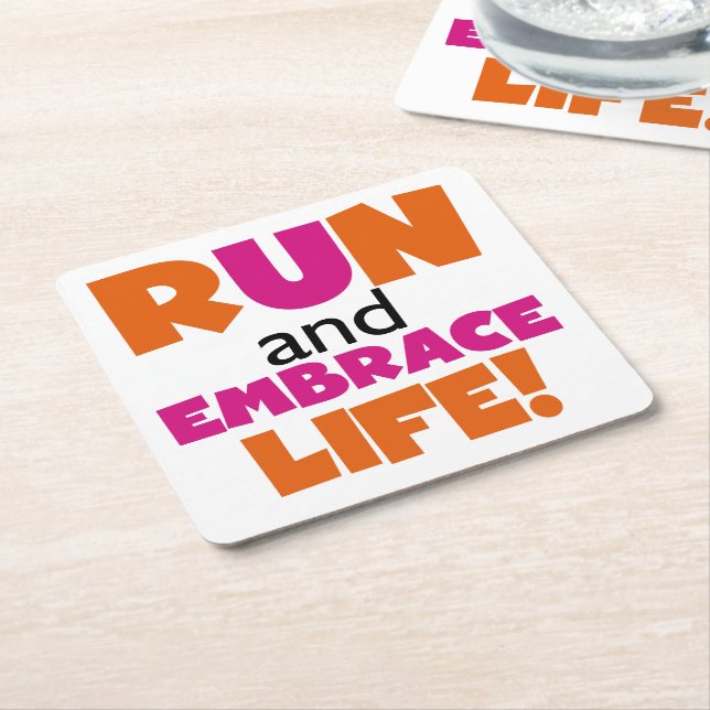 Springa och embrace Life Orange Rosa Underlägg Papper Kvadrat (Vinklad)