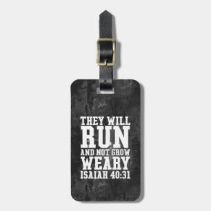 Springa och inte Grow Weary Christian Bible Runnin Bagagebricka