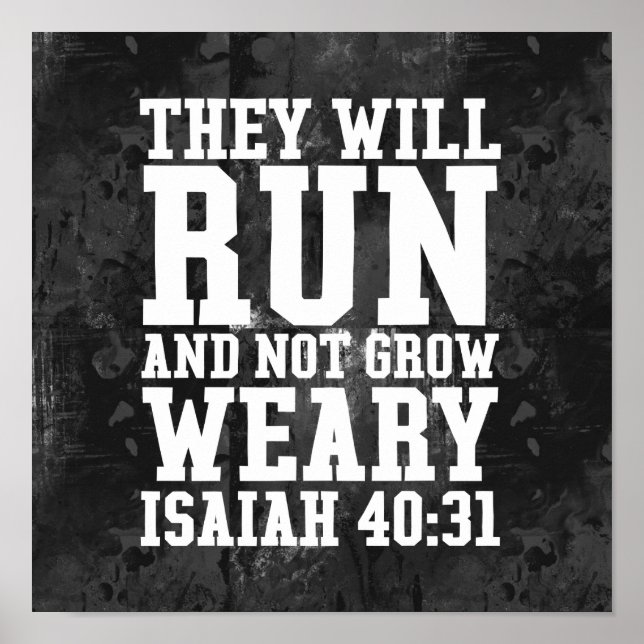 Springa och inte Grow Weary Christian Bible Runnin Poster (Framsidan)