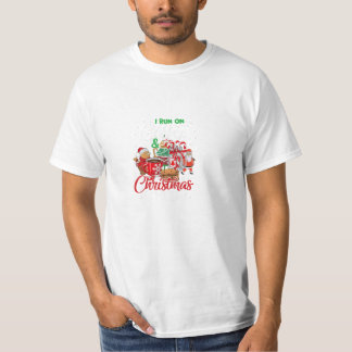 Springa om kaffe och jul t shirt