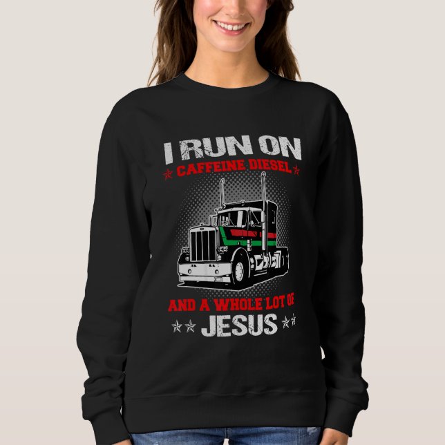 Springa om koffein och en hel del av Jesus Trucker T Shirt (Framsida)