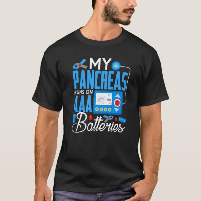 Springa på A- batterier av typ 1- diabetes T Shirt (Framsida)