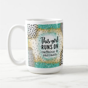 Springa på Caffeine Sarcasm Mugg Gift Hennes