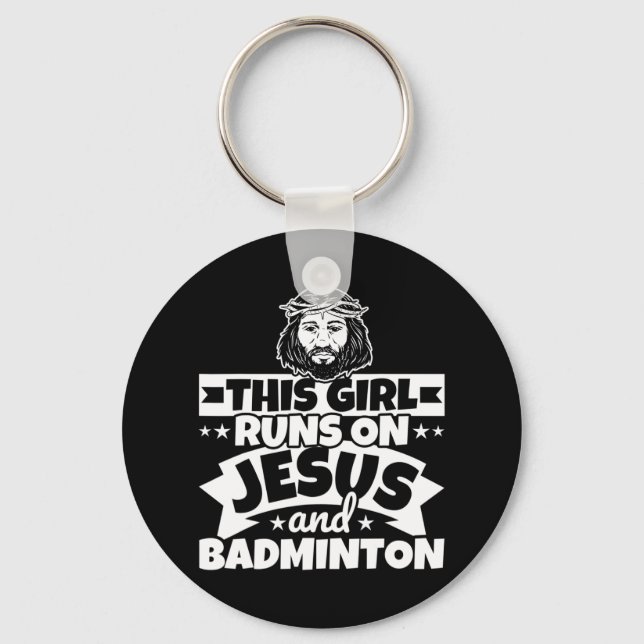 Springa på Jesus och Badminton Nyckelring (Framsida)