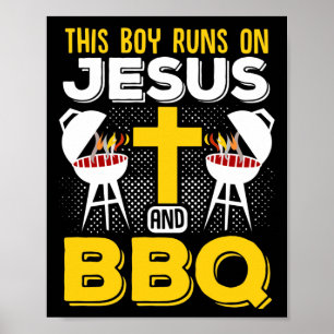Springa på Jesus och BBQ Smoker Grill Poster