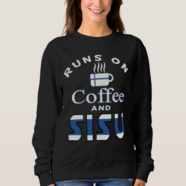 Springa på kaffe och Sisu finska T Shirt Tee (Framsida)