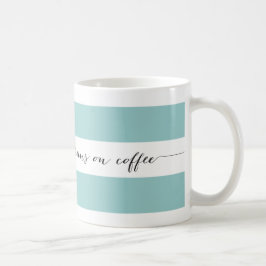 Springa på kaffe, stripe mugg, aqua kaffemugg