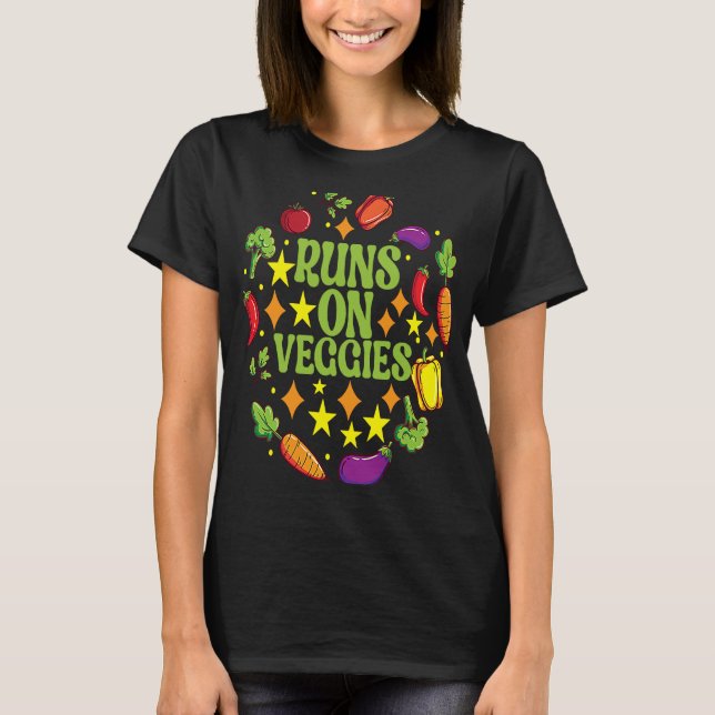Springa på Veggies-animaliska Höger Vegan-vegetari T Shirt (Framsida)