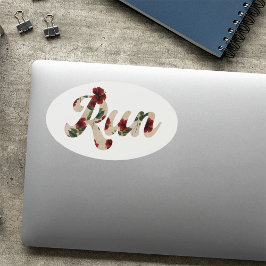 SPRINGA Retro Type Vintage Rustic Hibiscus Mönster Ovalt Klistermärke