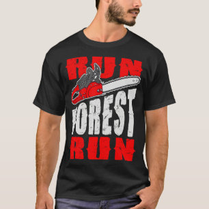 Springa Skog Springa Träfällare Skogshuggare Sko T Shirt