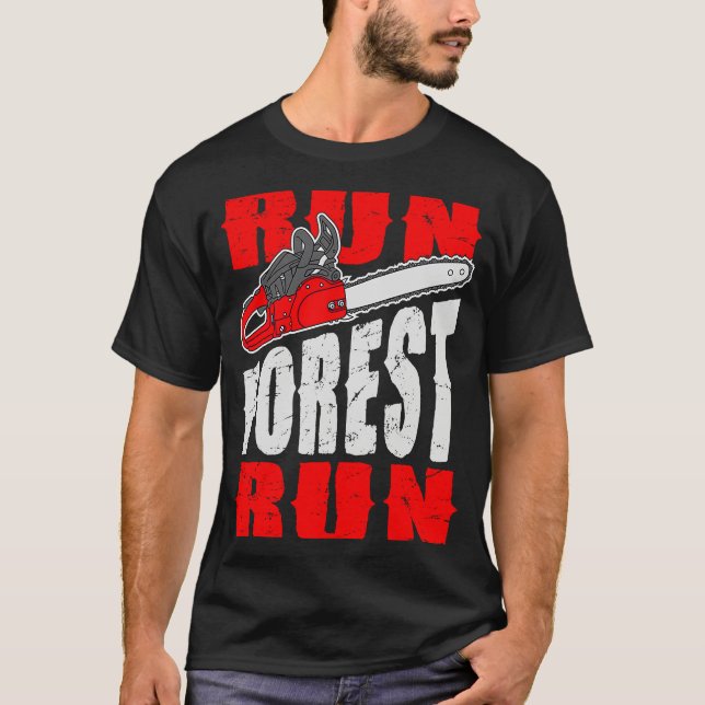 Springa Skog Springa   Träfällare Skogshuggare Sko T Shirt (Framsida)