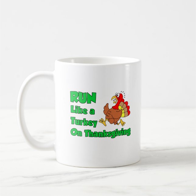 Springa som ett Turkiet på Thanksgivingen Kaffemugg (Vänster)