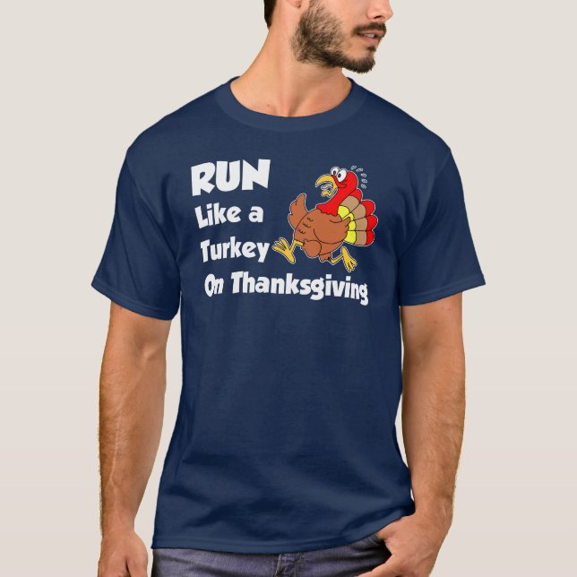 Springa som Turkiet på Thanksgivingen (på MÖRKEN) T Shirt (Framsida)