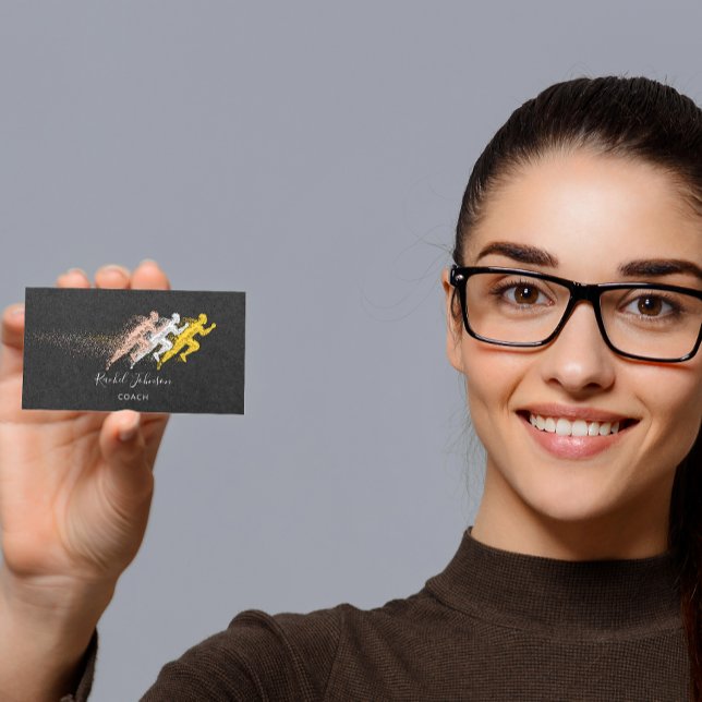 Springa Sport Coach Idrottsman Logotyp Instruktör  Visitkort (Skapare uppladdad)