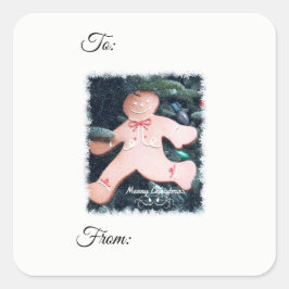 Springa Springa Gingerbröd Fyrkantigt Klistermärke