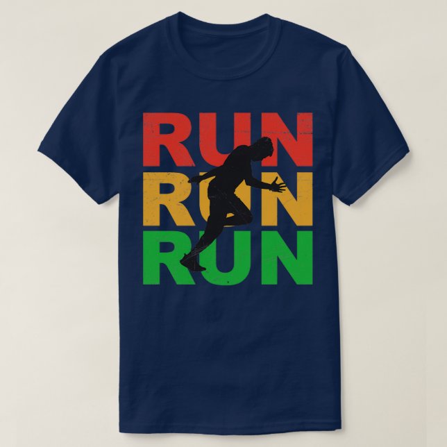 Springa Springa Springa Marathon Joggare Springer  T Shirt (Design framsida)